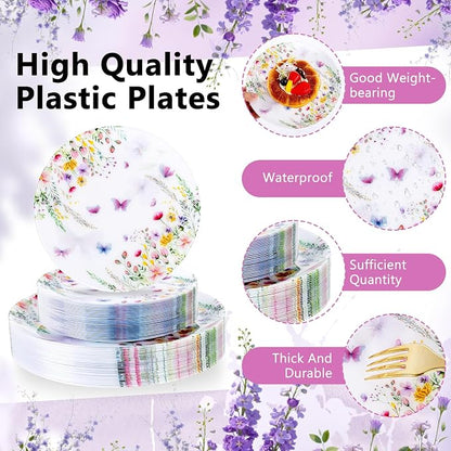 60PCS Wildflower Plates Disposable