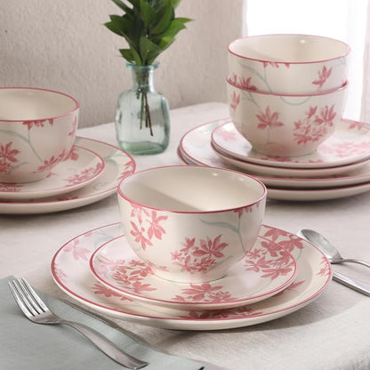 Gibson Home Admiral Hall 12-Piece Matte Stoneware Dinnerware Set – Dinner Plates