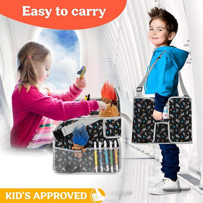 PILLANI Kids Travel Tray for Car - Car Seat Tray for Kids, Roadtrip Essentials, Carseat Table Tray for Kids Road Trip Activities - Toddler Lap Desk Organizer for Airplane
