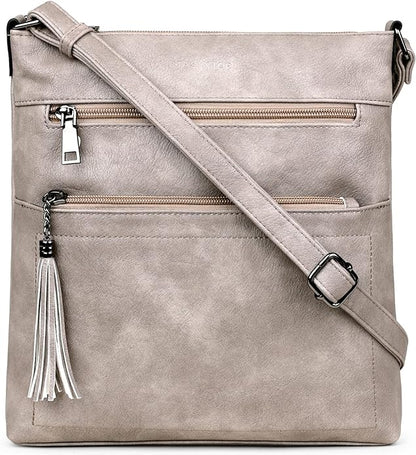 MASINTOR Crossbody Purses for Women, Multi Pocket Casual Crossbody Bag, Adjustable Strap Shoulder Bag with Tassel