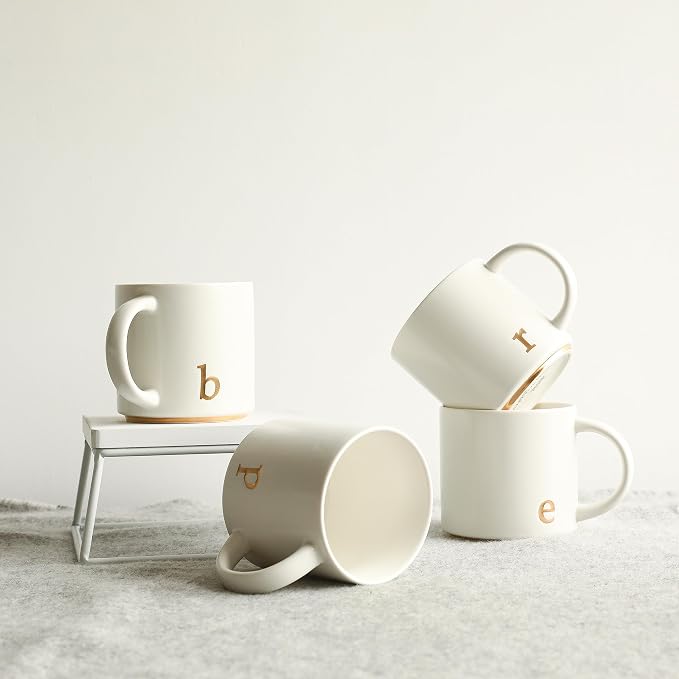 COLLECTIVE HOME Ceramic Coffee Mug, 15 oz Monogram Cup