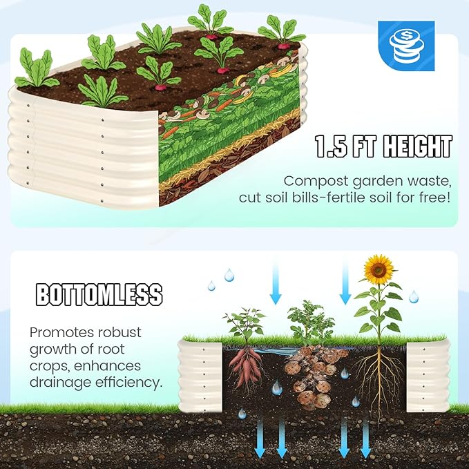 Quictent Galvanized Raised Garden Bed Kit Tall,