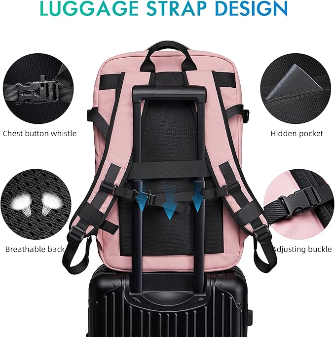 Travel Backpack for Women, 50L Carry On Backpack, Expandable Flight Approved Water Resistant Luggage with 3 Packing Cubes & USB Port, Laptop Backpack Fits 17.3 Inch Notebook
