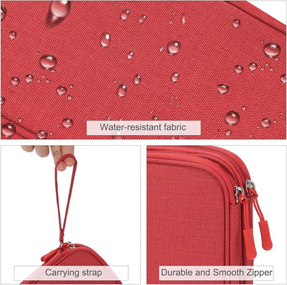FYY Electronic Organizer, Travel Cable Organizer Bag Pouch Electronic Accessories Carry Case Portable Waterproof Double Layers Storage Bag for Cable, Cord, Charger, Phone, Earphone, Large Size, Red
