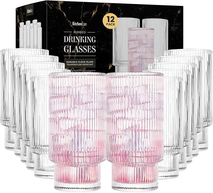 Kitchen Lux Ribbed Drinking Glasses
