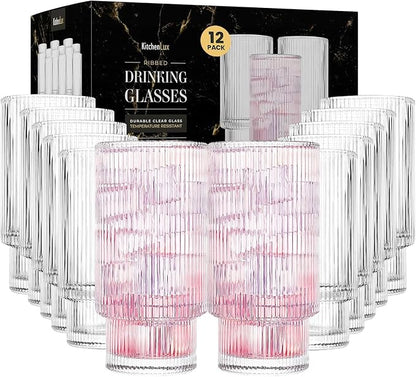 Kitchen Lux Ribbed Drinking Glasses