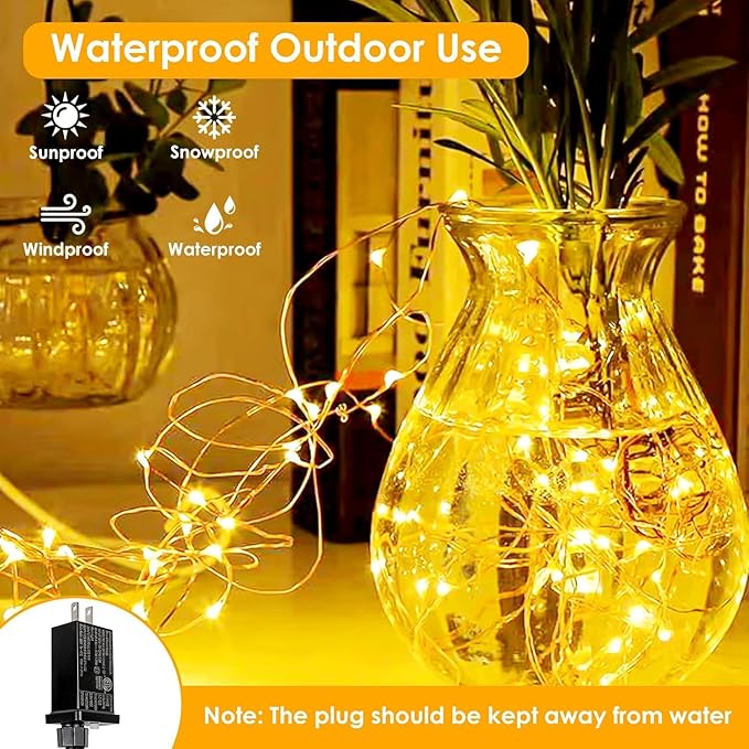 2Pack Each 66Ft 200LED Christmas Fairy Lights Plug in