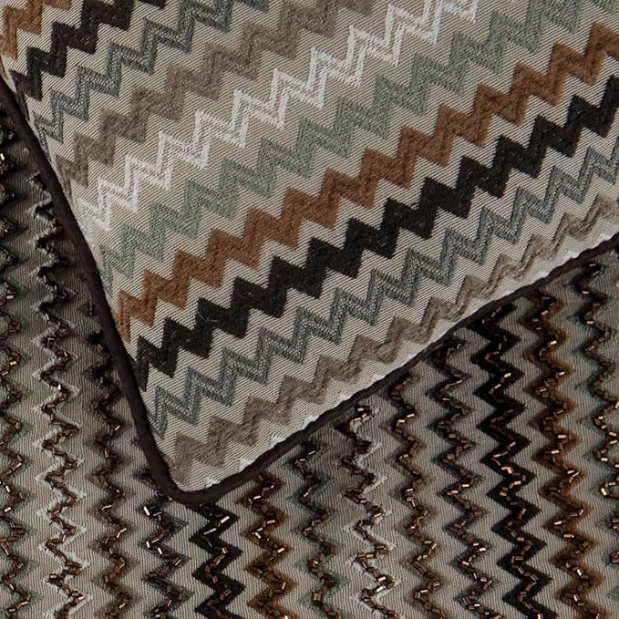 The HomeCentric Decorative Designer Handmade Bed Runner with 2 Decorative Throw Pillow Cover, 74 x 18 Inch Velvet Designer Queen Size Bed Scarf with Tassle & Bead Embroidered Bed Linen - Chevron Fun
