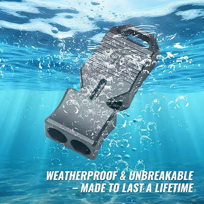 TACRAY Titanium Emergency Survival Whistle, Portable Necklace Whistle, Loud Whistle up to 120~130db, Good for Life Saving, Hiking, Camping, and Pet Training