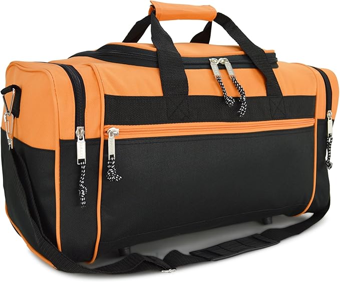 DALIX 21" Blank Sports Duffle Bag Gym Bag Travel Duffel with Adjustable Strap in Orange