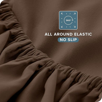 Bare Home Split Head Flex King Sheet Set - 1800 Ultra-Soft Microfiber Bed Sheets - Double Brushed - Deep Pockets - Easy Fit - 4 Piece Set - FlexTop King Bedding (Split Head Flex King, Cocoa)