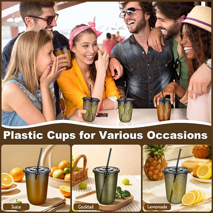 KesaPlan 50 Pack 16 oz Black Plastic Party Cups