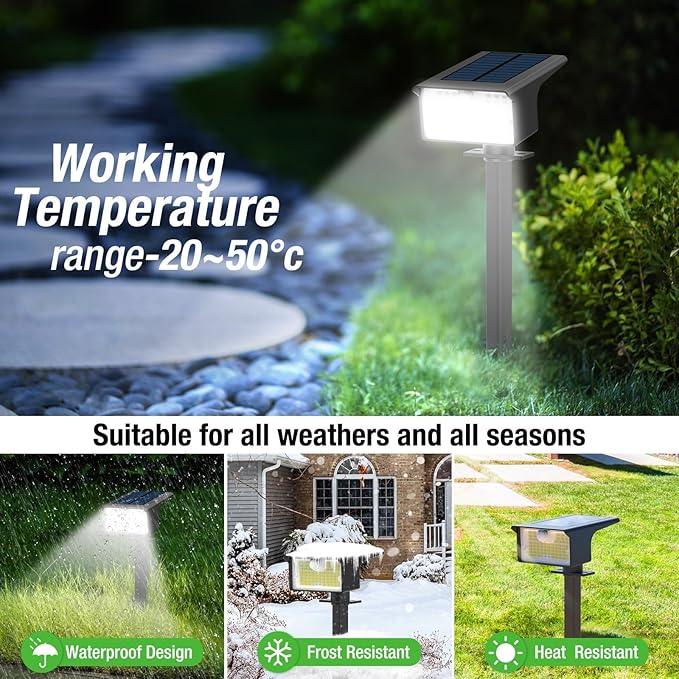 Nipify Solar Spot Lights Outdoor Motion Sensor, 3 Modes Solar Landscape