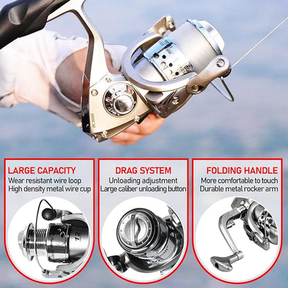 Telescopic Fishing Rod Combo - 2PCS 6.9 7.89FT Collapsible Carbon Fiber Pole Set, Spinning Reel Lures Lines Kits with Carrier Bag for Travel Saltwater Freshwater Fishing Gifts for Adults Beginer
