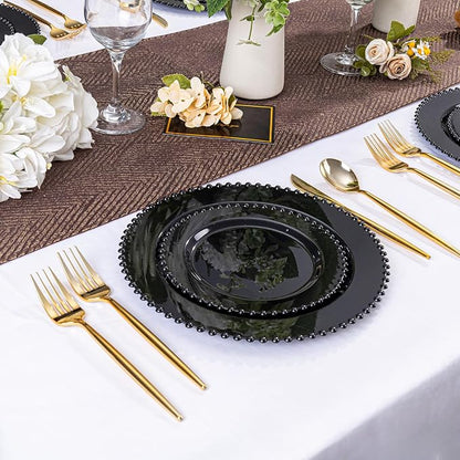 U-QE 60PCS Black Plastic Plates