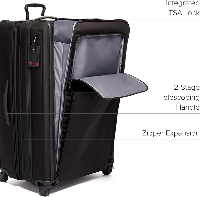 TUMI - Alpha Worldwide Trip Expandable 4-Wheeled Packing Case - Extra Large Design with Zip Expansion Checked Bag - Black