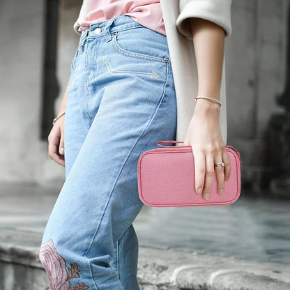 Electronics Travel Organizer,Portable Waterproof Electronic Travel Storage Bag for Small Charging Cord Storage,Charger,Small Electronics,SD Card etc,for Travel,Business - Pink
