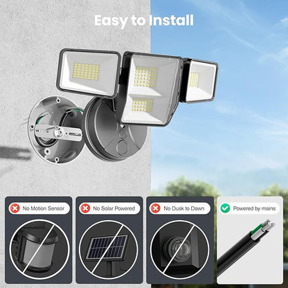 70W 7000LM LED Flood Lights Outdoor 2 Packs, Switch Controlled Security Lights