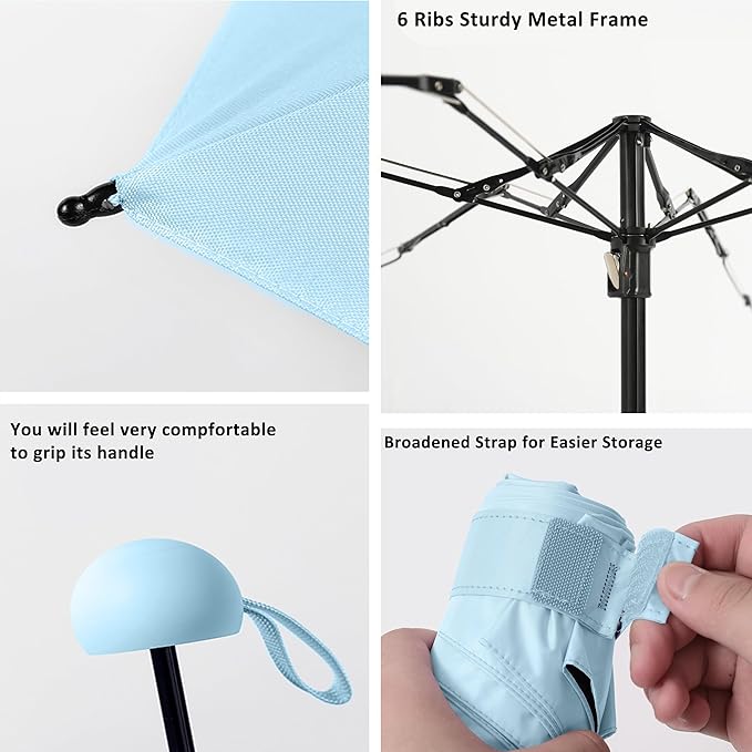 BAODINI Travel Mini Umbrella for Purse With Case Small Compact UV Sun Protection Sun Lightweight Tiny Pocket Umbrella for Women Kids and Men
