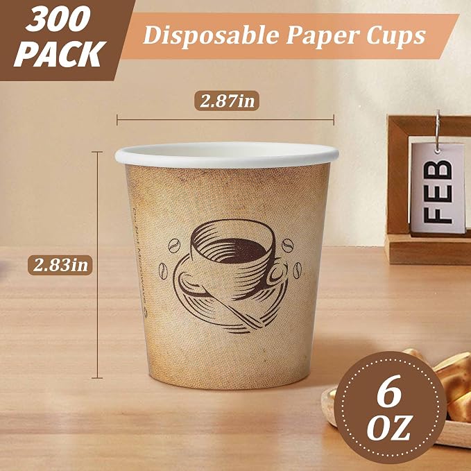 Clawsoff 300 Pack 6 oz Small Coffee Cups Disposable Paper Espresso Cups |