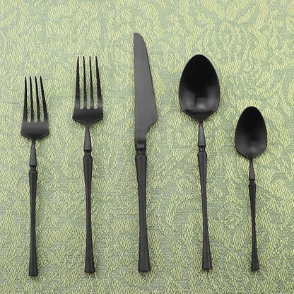 Gugrida Unique & Beautiful Flatware Set - 5 Piece Iridescent Silverware Sets | 18/10 Stainless Steel Reusable Cutlery Set | Black Utensils Service For 1 with Dessert Fork, Knife, Spoon, Dinner Fork
