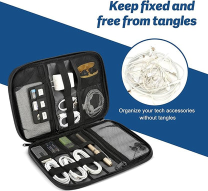 Electronic Organizer Travel Case, All-in-One Portable Cable Organizer Bag for Storage, Cord Organizer Tech Accessories for Cables, Chargers, Power Bank, Flash Drive,SD Card
