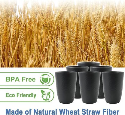 Wheat Straw Cups 6 Pcs, 16 OZ Plastic Drinking Cups, Unbreakable Plastic