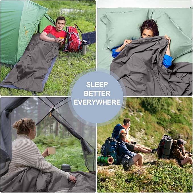 Sleeping Bag Liner,Travel Sheet & Adult Sleep Sack, Camping Sheets Travel Sleep Sack for Backpacking,Hotels & Hostels -Lightweight Single &Double Travel Sheet Camping Sheets