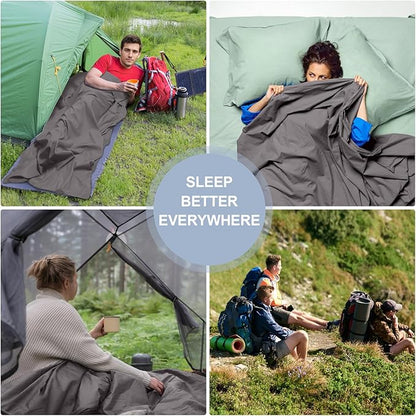 Sleeping Bag Liner,Travel Sheet & Adult Sleep Sack, Camping Sheets Travel Sleep Sack for Backpacking,Hotels & Hostels -Lightweight Single &Double Travel Sheet Camping Sheets