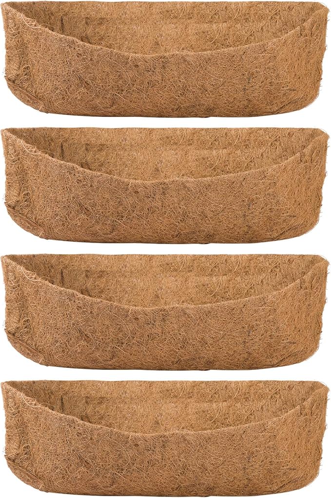 4 Pack Coco Liners for Window Planter Box - 24in 100% Natural Coconut Coir