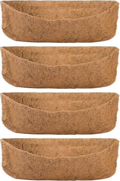 4 Pack Coco Liners for Window Planter Box - 24in 100% Natural Coconut Coir