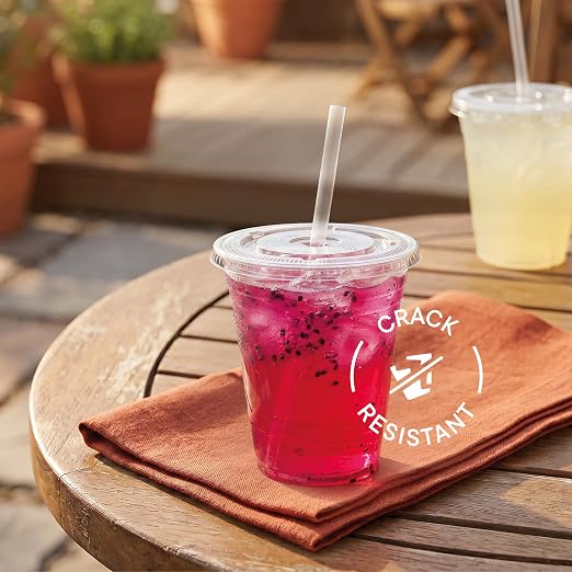 Stack Man Clear Plastic Cups - 12 oz - 100 Pack | Disposable Cups