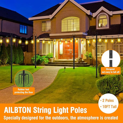 AILBTON 2 Pack 10Ft String Light Poles, Light Poles