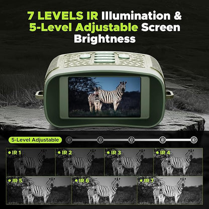 Night Vision Goggles, 4K Night Vision Binoculars, 3'' HD Screen & 10X Digital Zoom, 5000mAh Battery and 32GB TF Card, 1500FT Viewing Range for Camping & Security