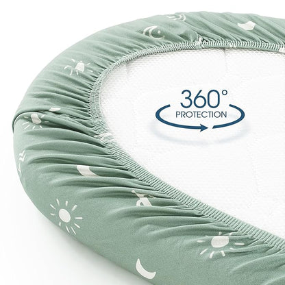 GRSSDER Stretchy Ultra Soft Fitted Bassinet Sheets 3 Pack, Universal Fit for Baby Cradle Moses Basket Oval Rectangle Mattress Safe and Snug, Sunny Holiday Print