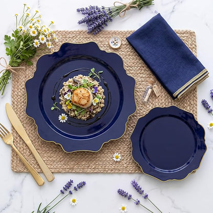 50PCS Navy Blue Disposable Plates Fancy Blue Plates