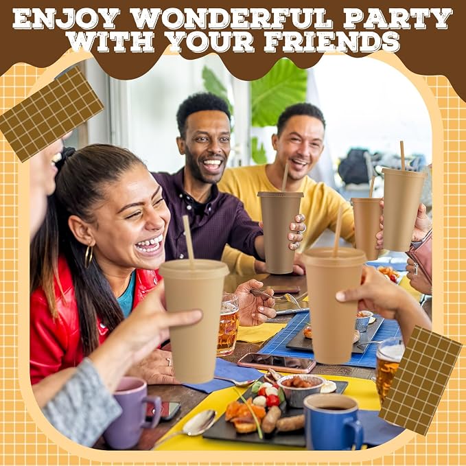 Skylety 12 Pcs Brown Plastic Cups