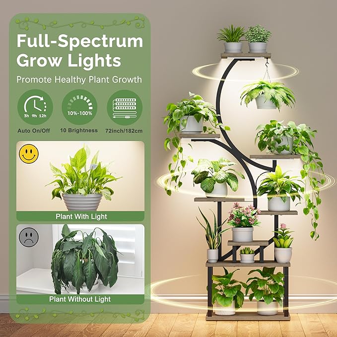 Plant Stand Indoor with Grow Lights