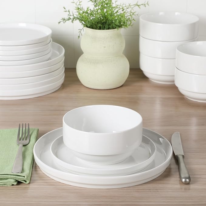 Gibson Home Rothernberg 18-Piece Stackable Porcelain Dinnerware Set, Service
