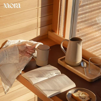 MORA Ceramics Tea Cup with Loose Leaf Infuser, Spoon and Lid, 12 oz, Microwave