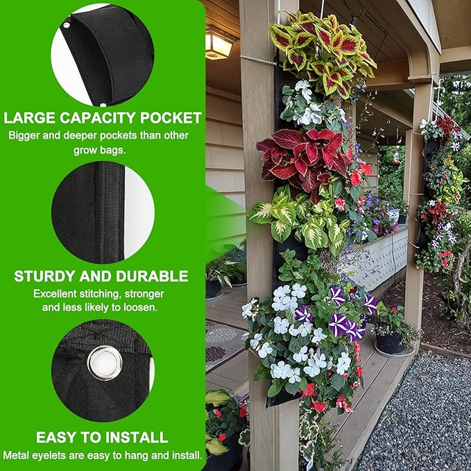 ANGTUO 6 Pockets Hanging Planters