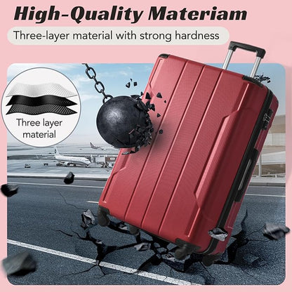 Merax Carry-On Luggage 22x14x9 airline approved, Hardshell ABS Suitcase with Spinner Wheels, TSA Lock, Lightweight Durable 20 Inch Travel Luggage for Men Women(Red)