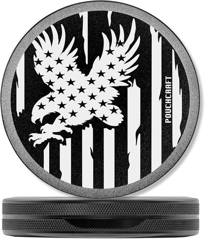 Metal Pouch Can | Metal Container | Slim EDC Pocket Tin | Airtight & Moisture-Resistant | Compact Daily Organizer | Pill Case & Travel Tin | Father’s Day Gift for Dad | (American Flag, Black, Slim)