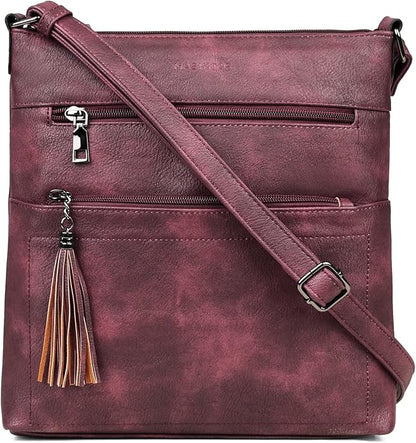MASINTOR Crossbody Purses for Women, Multi Pocket Casual Crossbody Bag, Adjustable Strap Shoulder Bag with Tassel