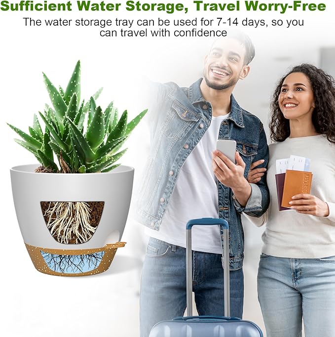 12 Inch Large Self Watering Pots, Flower Pots