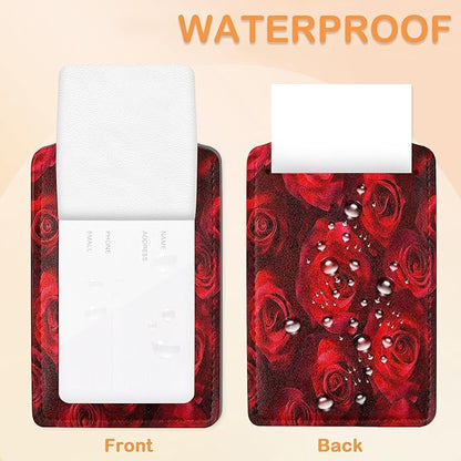 Romantic Elegant Red Roses PU Leather Luggage Tags for Suitcase, Travel Cruise 3 Pack with Privacy Flap, Name ID Label and Metal Loop for Women Men Girls Baggage Bag Backpack
