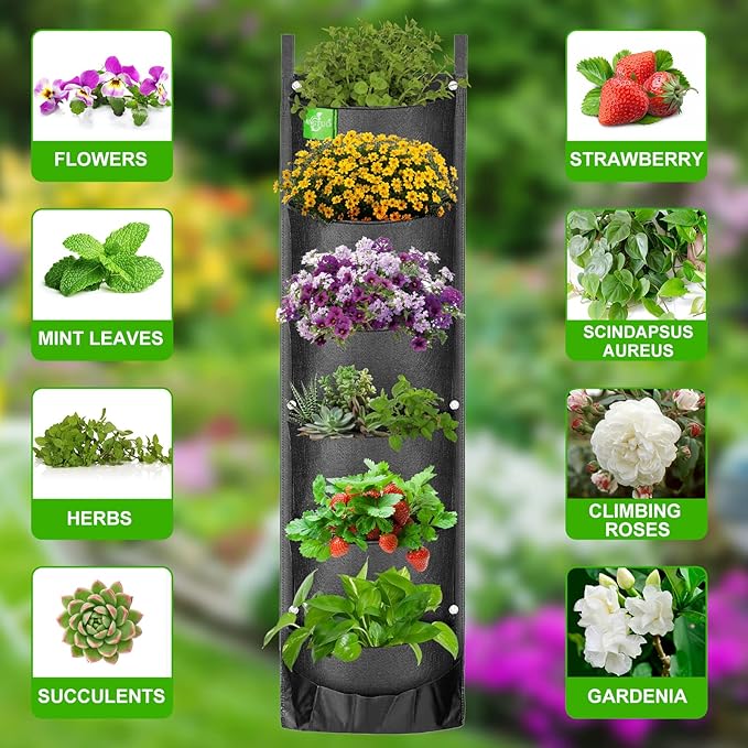 ANGTUO 6 Pockets Hanging Planters