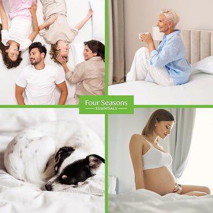 Four Seasons Essentials RV Bunk Size Waterproof Mattress Protector - Cooling Viscose derived from Bamboo Fitted Sheet Mattress Cover - Quilted Jacquard Pad Protects from Dust Allergens