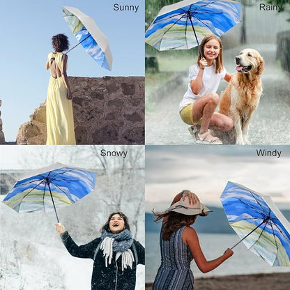 Cuby UV Sun Umbrella Compact Folding Travel Umbrella Auto Open and Close for Windproof, Rainproof & 99.9% UV Protection Parasol with Silver Anti-UV Coating