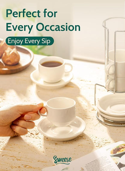 Sweese 2.5 Ounce Porcelain Stackable Espresso Cups
